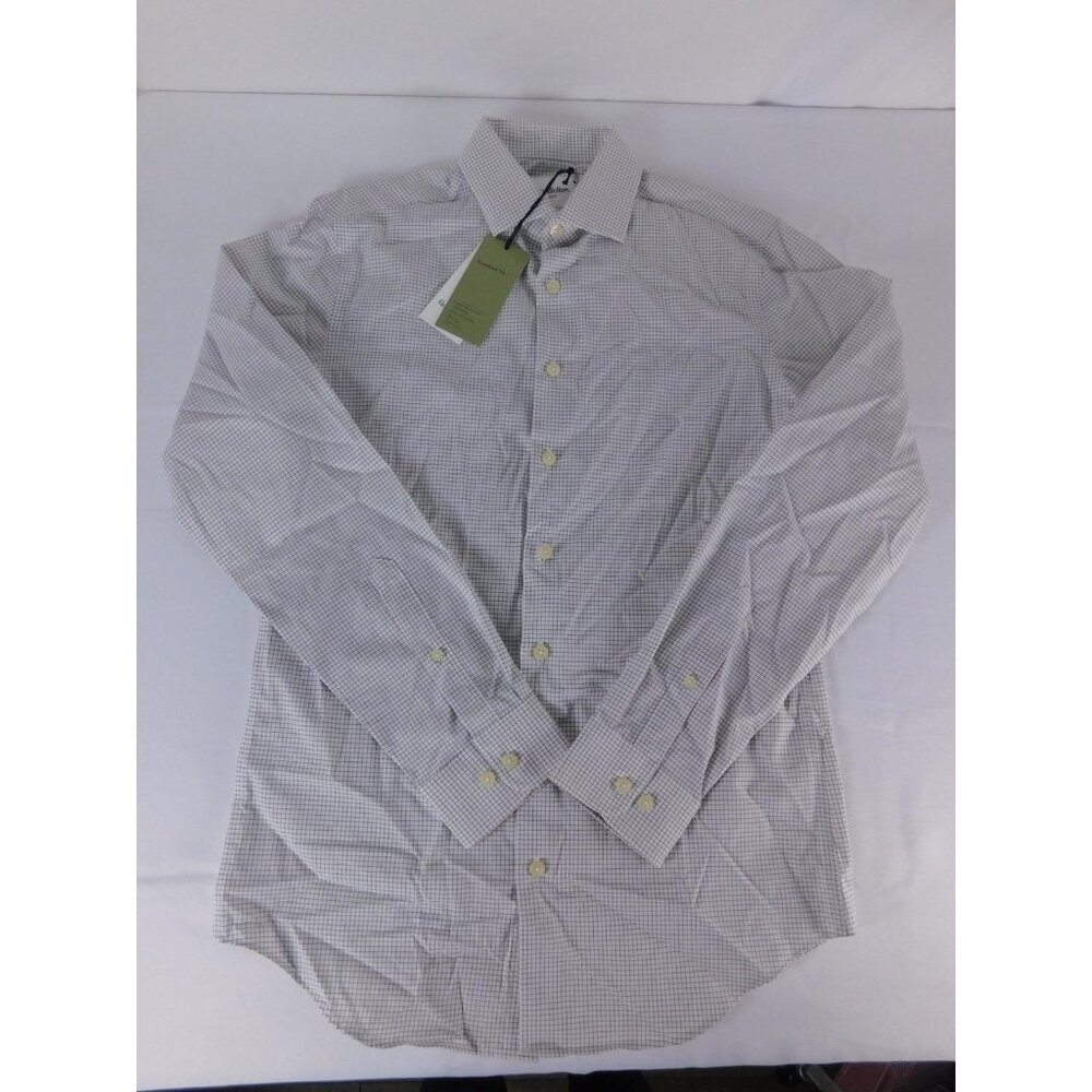 Goodfellow & Co Dress Shirt Mens Small White Check Non-Iron Collared Long Sleeve